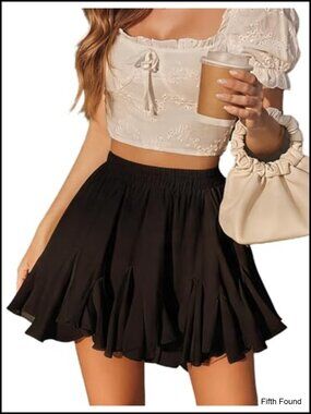 Pleated Mini Skirt Ruffle Flowy A-Line Tennis Rave Outfit